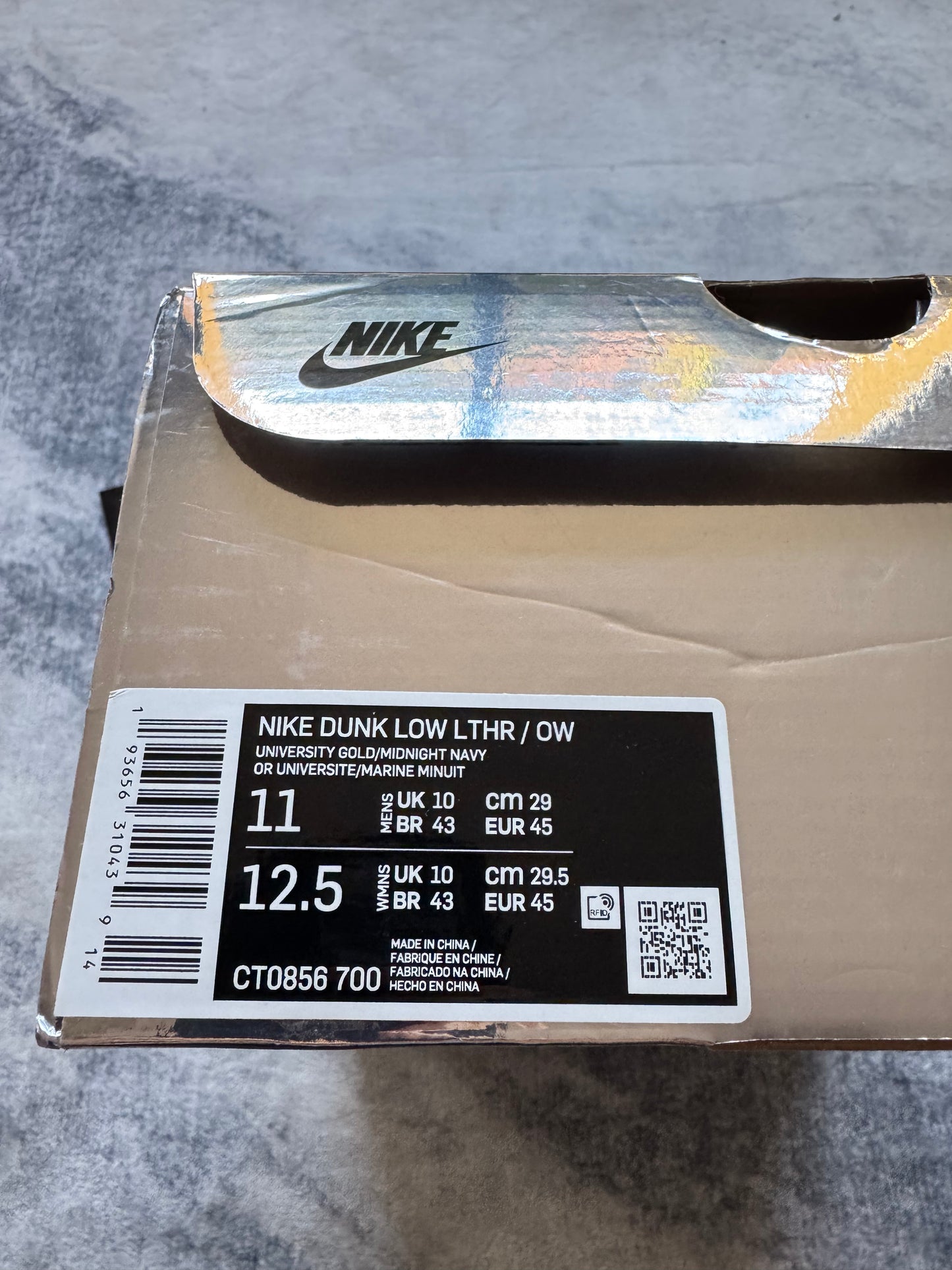 Nike Dunk low Off White University Gold