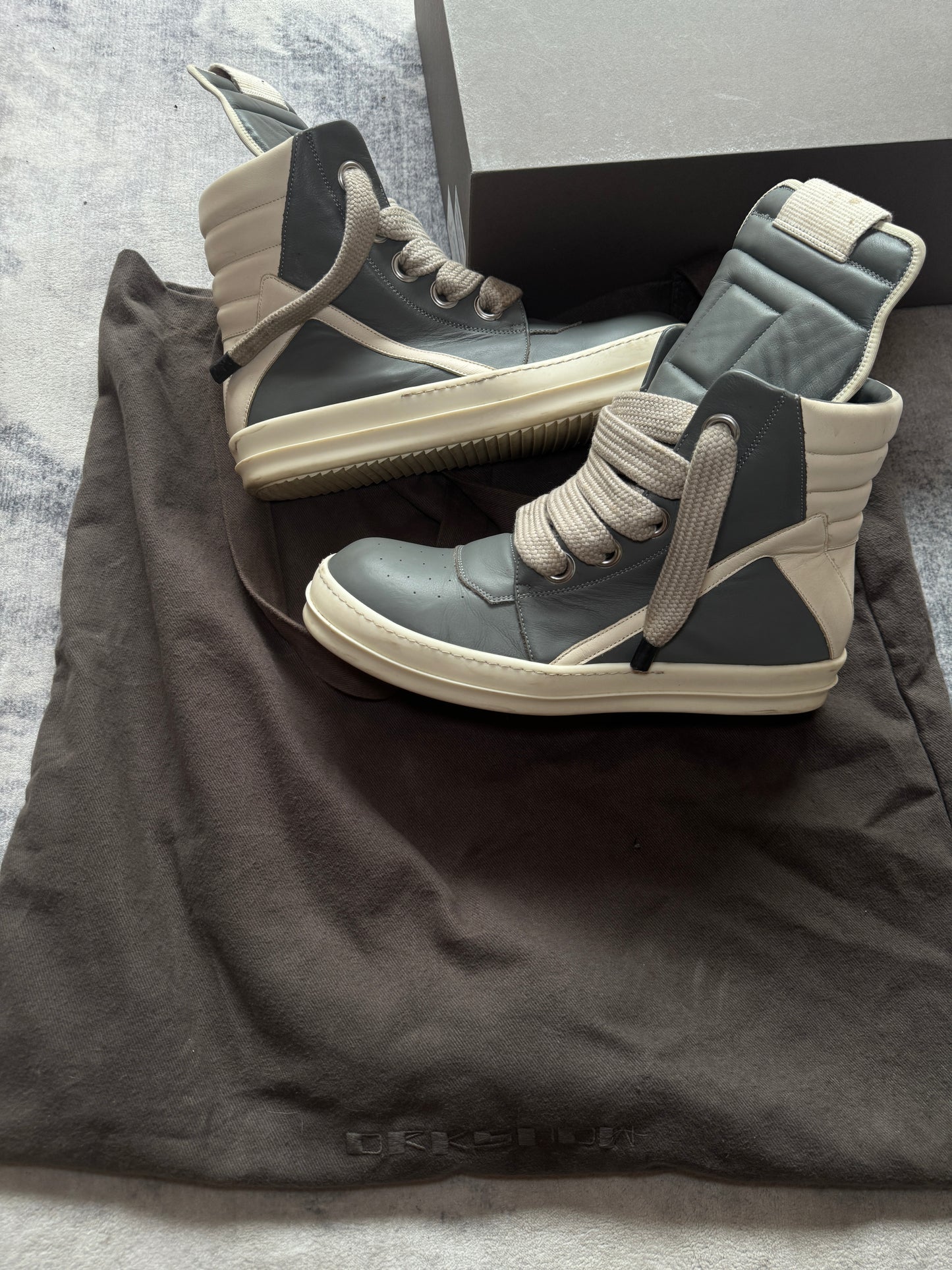 Rick Owens Geobasket Jumbolaces Grey