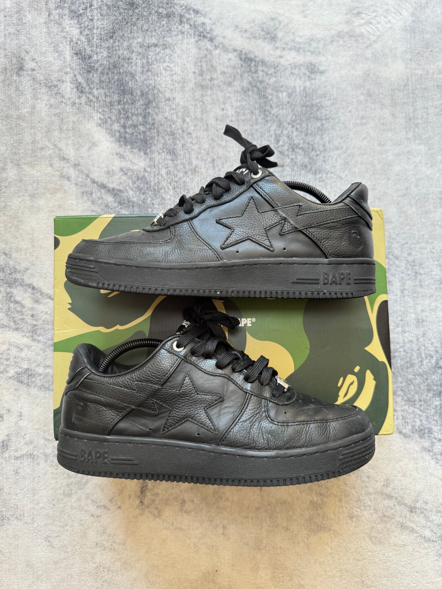 A Bathing Ape Bapesta Black Leather