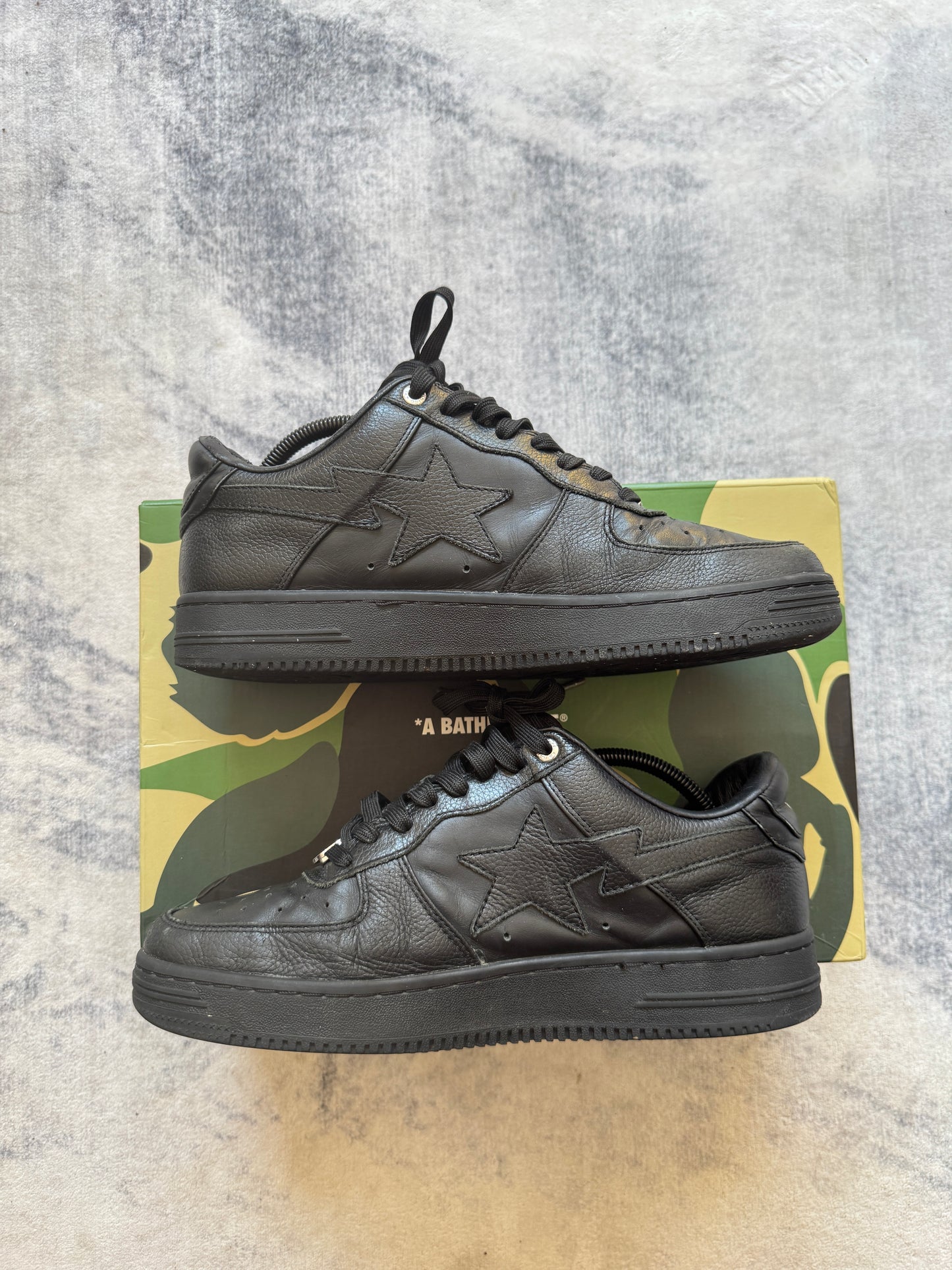 A Bathing Ape Bapesta Black Leather