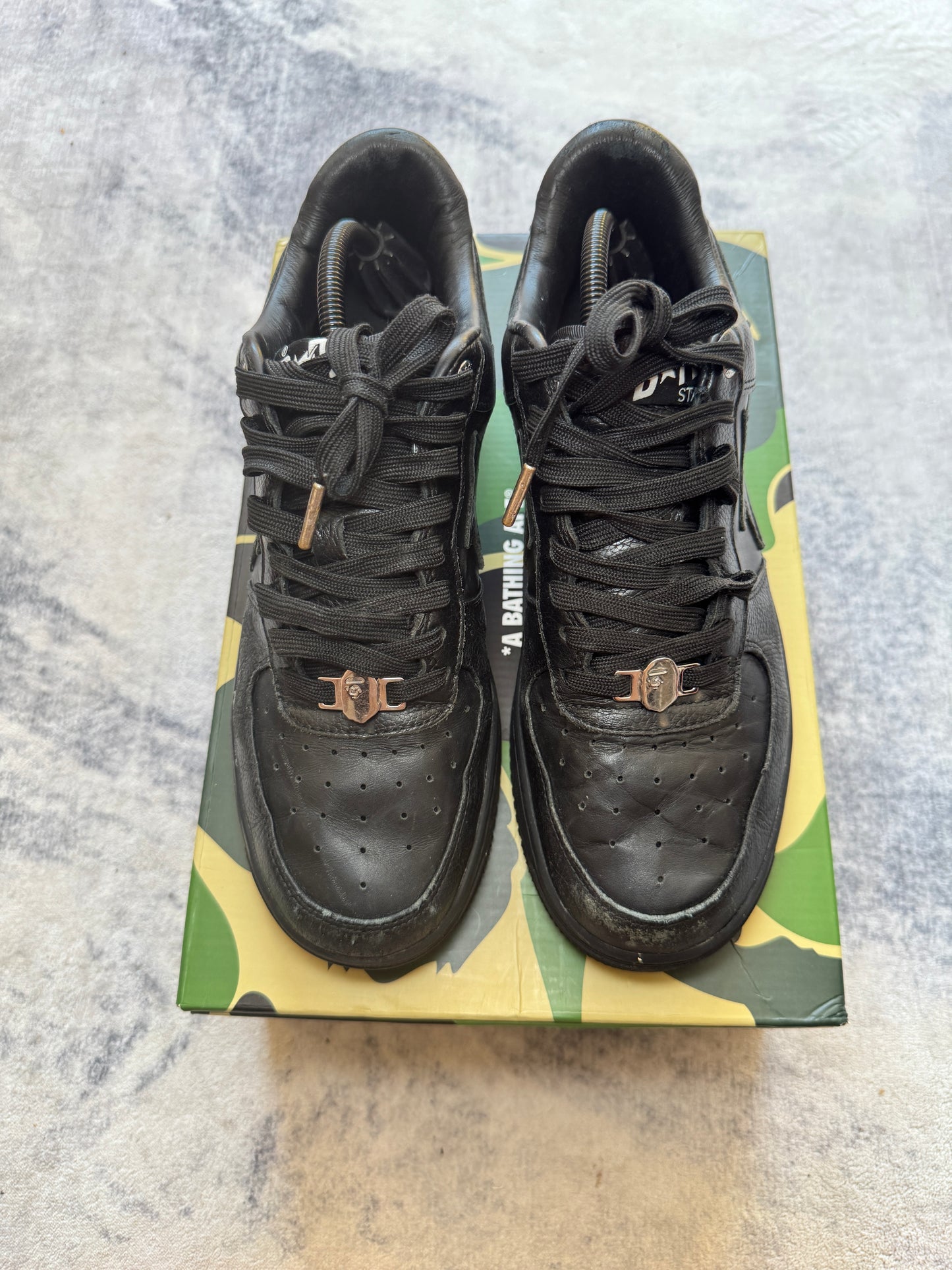 A Bathing Ape Bapesta Black Leather