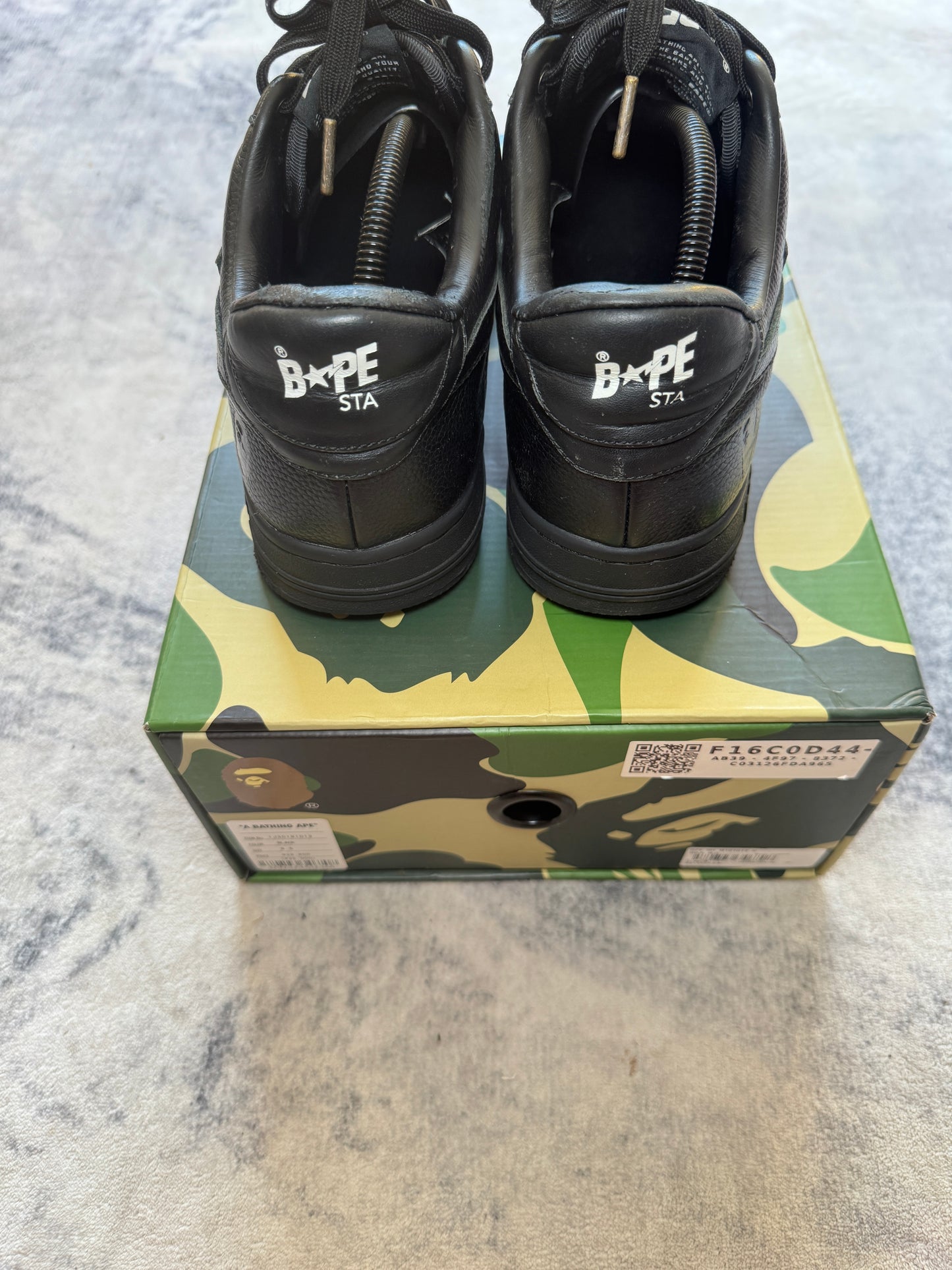 A Bathing Ape Bapesta Black Leather