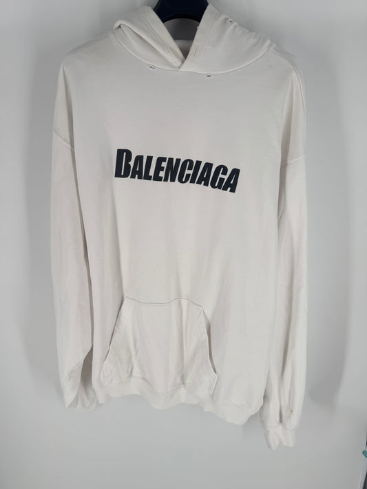 Balenciaga White Logo Hoodie