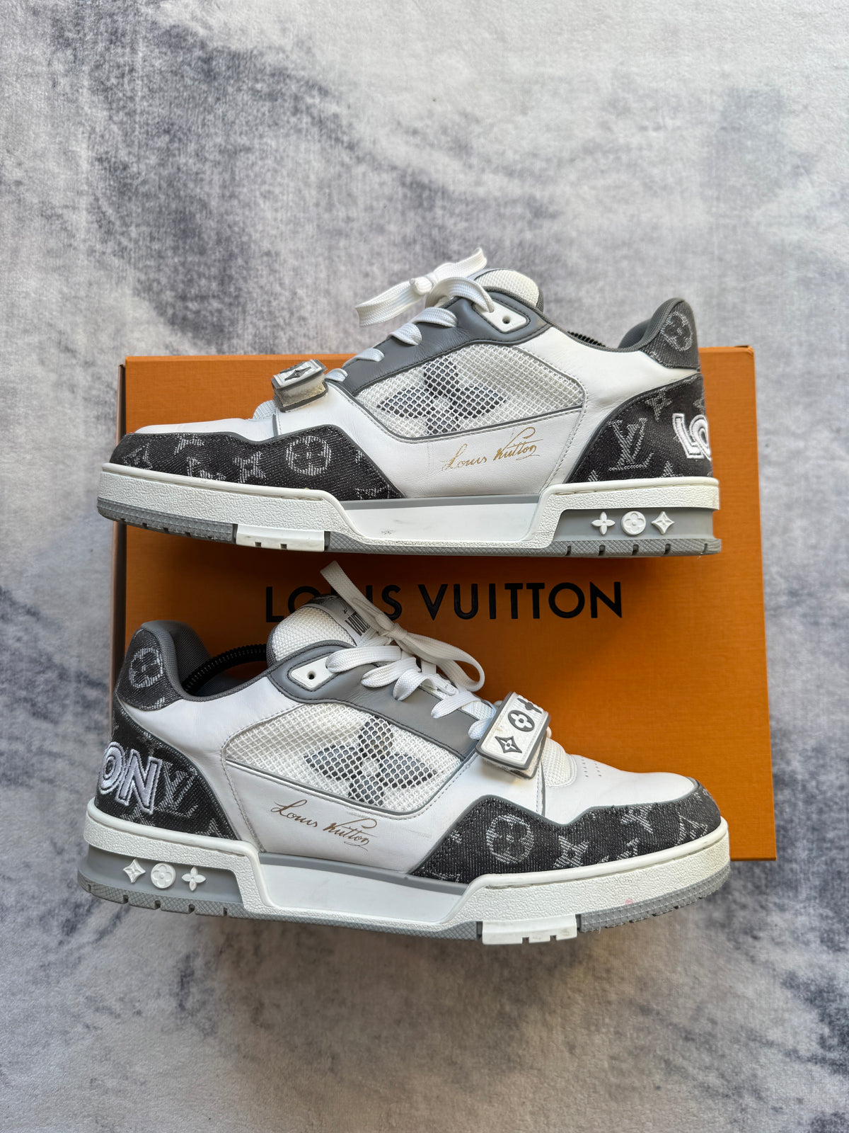 Louis Vuitton Trainer Denim Grey Strap