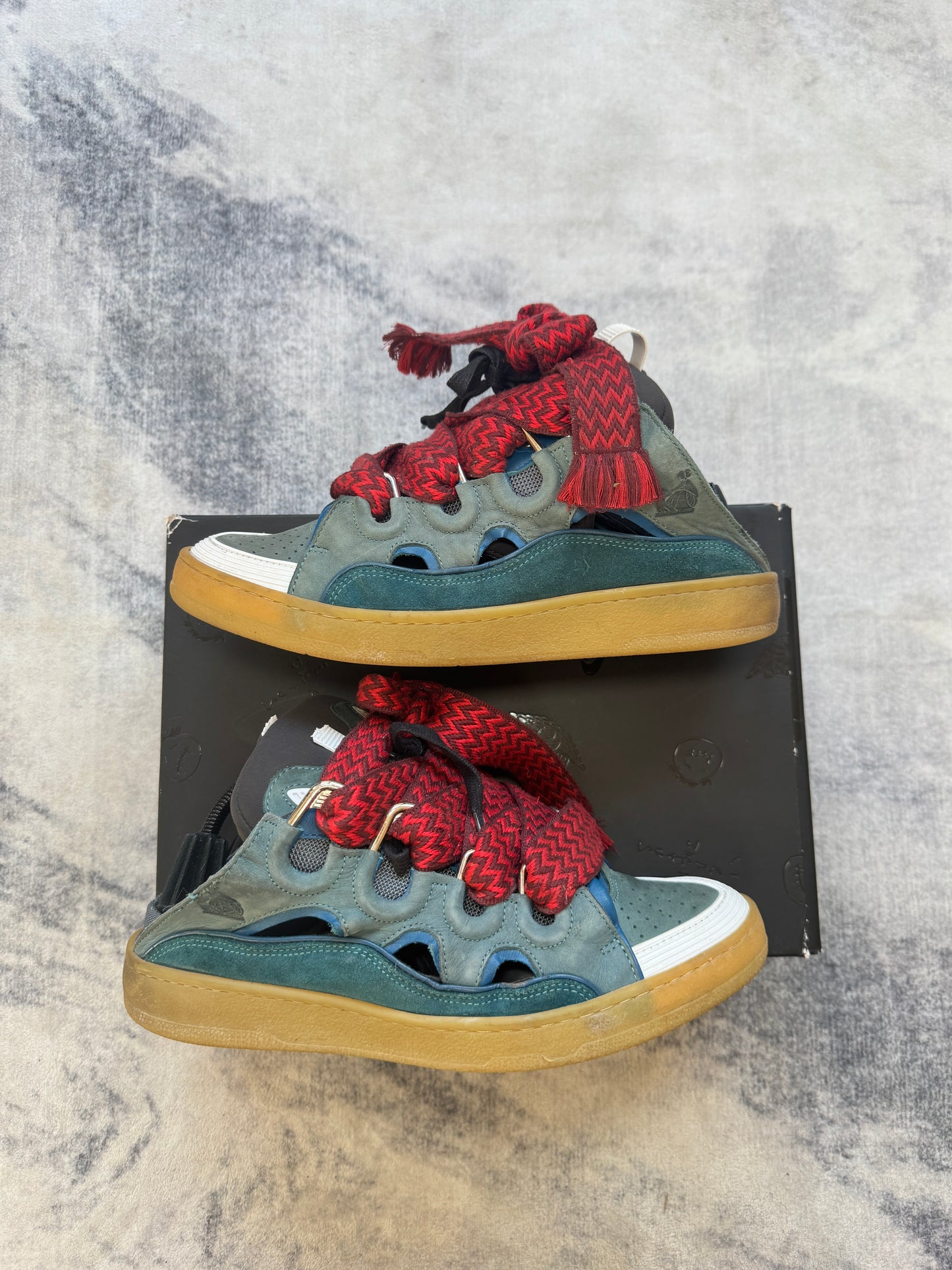 Lanvin Curb Blu/Red Slide-Sneakers