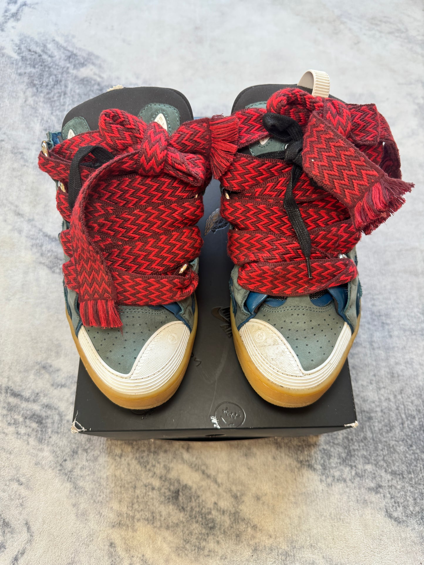 Lanvin Curb Blu/Red Slide-Sneakers