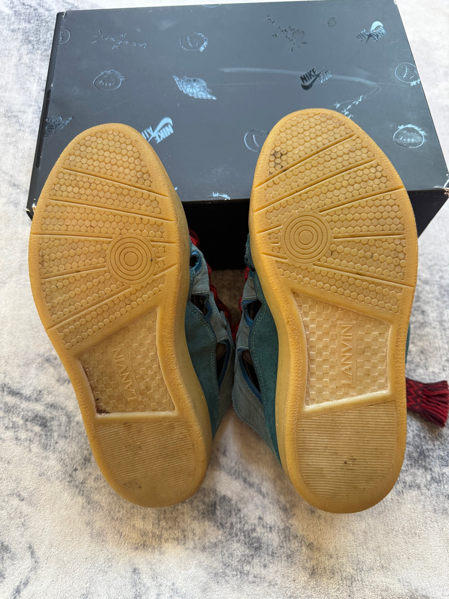 Lanvin Curb Blu/Red Slide-Sneakers
